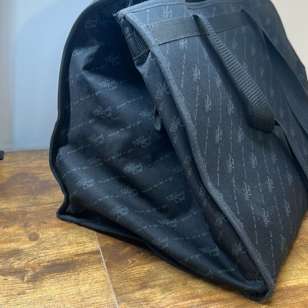 Pampered Chef Tote Traveler Black Consultant Bag Large Compartments Padded - Picture 4 of 14